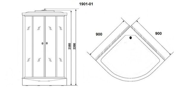 Душевая кабина Niagara NG-1901-01 (900х900х2200) низкий поддон (16см) стекло ТОНИРОВАННОЕ