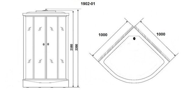 Душевая кабина Niagara NG-1902-01 (1000х1000х2200) низкий поддон (16см) стекло ТОНИРОВАННОЕ