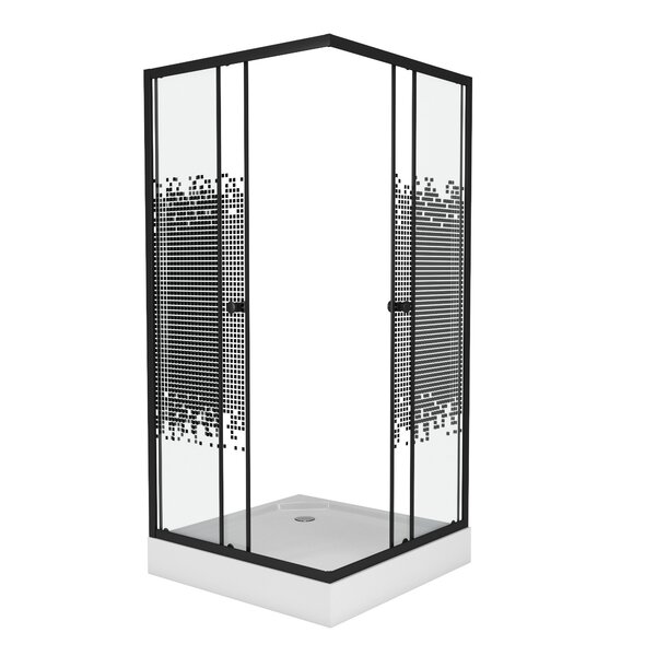 Душевой уголок Niagara NG- 010-14Q BLACK (1000х1000х1950) низкий поддон (13см) стекло МОЗАИКА