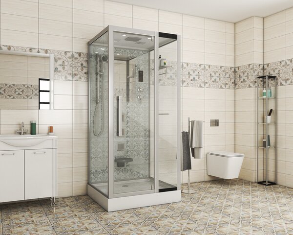 Душевая кабина Niagara NG-7714W (1000x900х2150) низкий поддон стенки БЕЛЫЕ