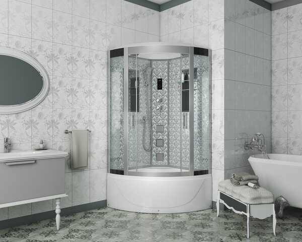 Душевая кабина Niagara NG-7790W (900x900х2150) высокий поддон стенки БЕЛЫЕ