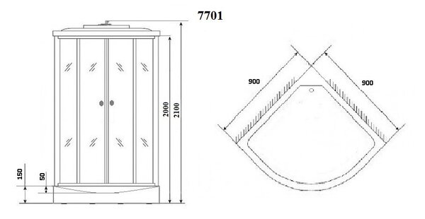 Душевая кабина Niagara NG-7701W (900x900х2100)  низкий поддон (15см) стенки БЕЛЫЕ
