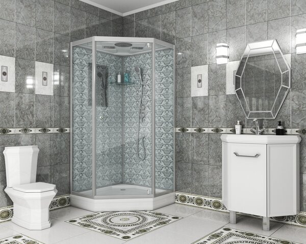 Душевая кабина Niagara NG-7702DW (1000x1000х2100)  низкий поддон (15см) стенки БЕЛЫЕ