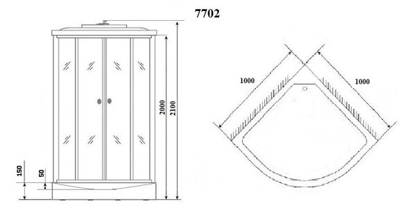 Душевая кабина Niagara NG-7702W (1000x1000х2100)  низкий поддон (15см) стенки БЕЛЫЕ