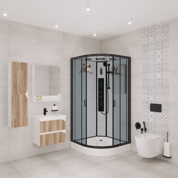 Душевая кабина Niagara NG-6901-01G BLACK (900х900х2100) низкий поддон (16 см), стекло ТОНИРОВАННОЕ