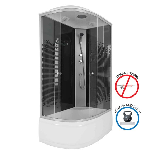 Душевая кабина Niagara NG- 7510-14R BLACK (1200х800х2150) высокий поддон (40см) стекло МОЗАИКА