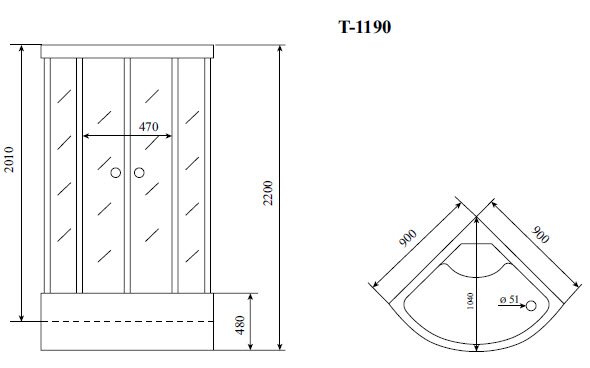Timo Standart T-6690 Silver душевая кабина (90*90*220)