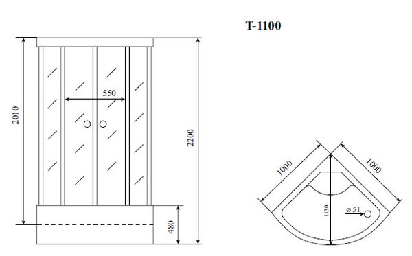 Timo Standart T-6600 Silver  душевая кабина (100*100*220)