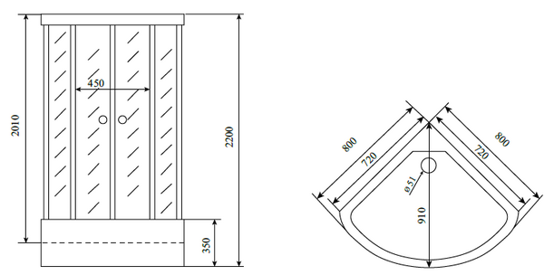 Timo Standart T-6680 Black душевая кабина (80*80*220)