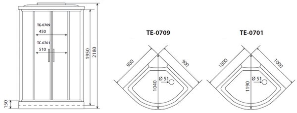 Timo eco TE-0709 душевая кабина (90*90*215)