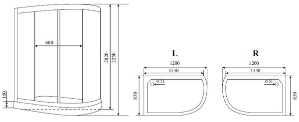 Timo Standart T-1102 P R душевая кабина (120*85*220)