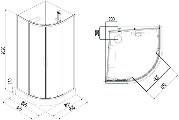 Душевая кабина Aquanet Passion EVO R white 90x90 набор 1