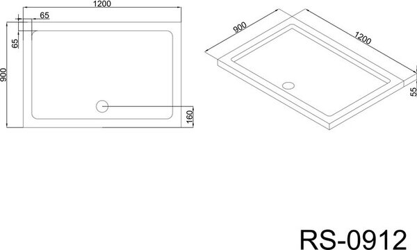 Поддон для душа Black&White RS-0912 120х90