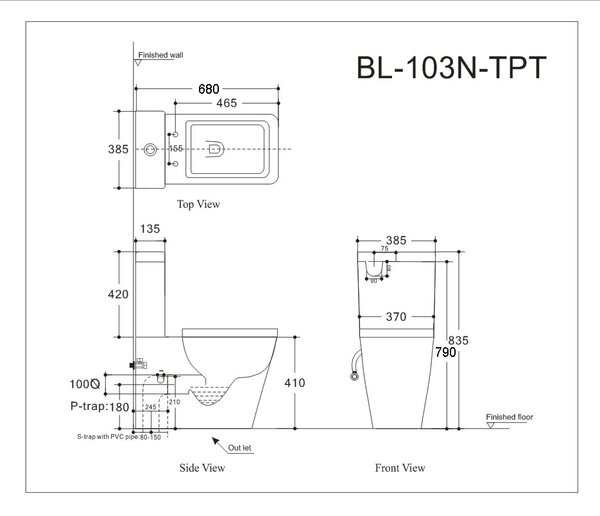 Сливной бачок Aquanet Tavr-C2 BL-103N-TPT