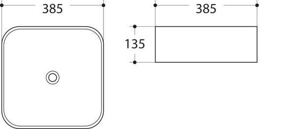 Раковина керамическая накладная Art&Max AM-78110, цвет белый, 385х385х135