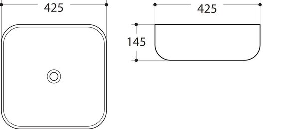 Раковина керамическая накладная Art&Max AM-78106, цвет белый, 415х415х145