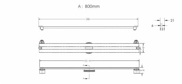 Желоб BERGES водосток SUPER Slim 800, хром глянец, S-сифон D50 H60 боковой