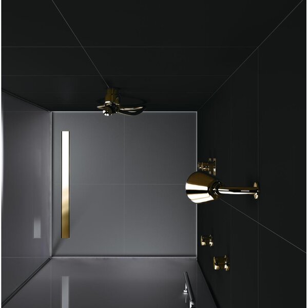Желоб BERGES водосток напольный B1 Keramik 800 нержавеющая сталь, решетка бронза, S-сифон D50/110 вертикальный