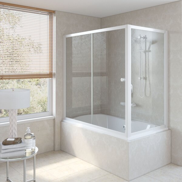 Шторка на ванну Vegas Glass ZV+ZVF NOVO 150*75 01 CRYSTALVISION профиль белый стекло CRYSTALVISION