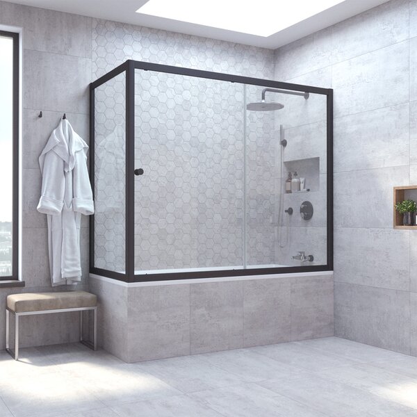 Шторка на ванну Vegas Glass ZV+ZVF NOVO 180*75 02М 01 профиль черный матовый стекло прозрачное