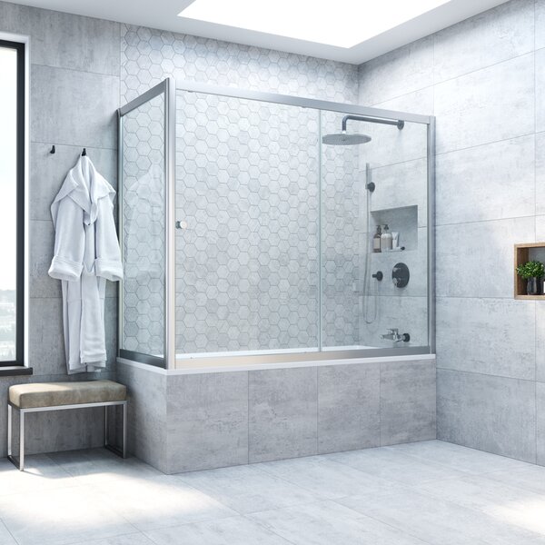 Шторка на ванну Vegas Glass ZV+ZVF NOVO 180*75 07 01 профиль матовый хром стекло прозрачное