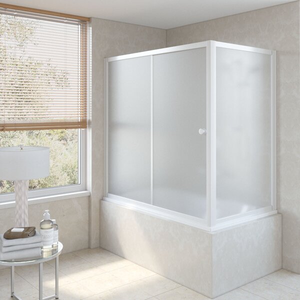 Шторка на ванну Vegas Glass ZV+ZVF NOVO 170*85 01 10 профиль белый стекло сатин