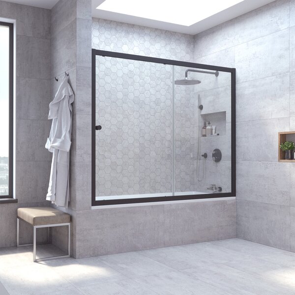 Шторка на ванну Vegas Glass ZV NOVO 160 02М 01 профиль черный матовый стекло прозрачное