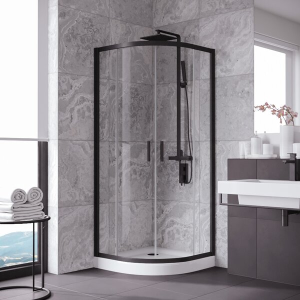 Душевой уголок Vegas Glass ZS NOVO h2000 120 02М CRYSTALVISION профиль черный матовый стекло CRYSTALVISION
