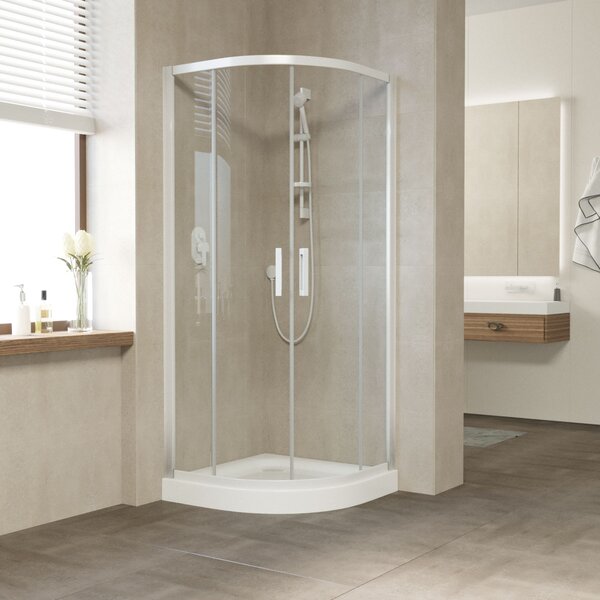 Душевой уголок Vegas Glass ZS NOVO h2000 90 01 CRYSTALVISION профиль белый стекло CRYSTALVISION