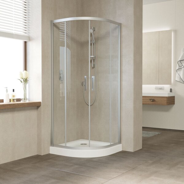 Душевой уголок Vegas Glass ZS NOVO h2000 100 07 CRYSTALVISION профиль матовый хром стекло CRYSTALVISION