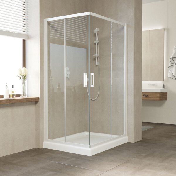 Душевой уголок Vegas Glass ZA-F NOVO h2000 110*80 01 01 профиль белый стекло прозрачное