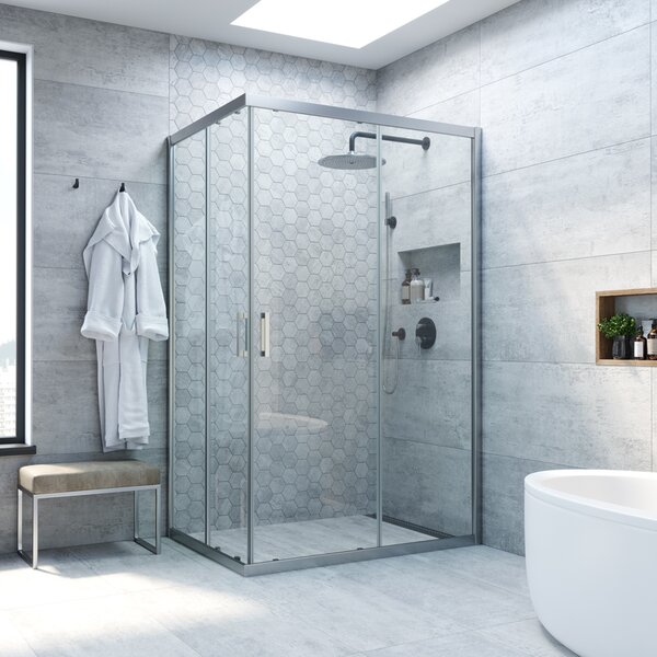 Душевой уголок Vegas Glass ZA-F NOVO h2000 120*110 07 CRYSTALVISION профиль матовый хром стекло CRYSTALVISION