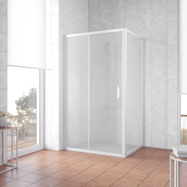 Душевой уголок Vegas Glass ZP+ZPV NOVO h2000 150*100 01 10 профиль белый стекло сатин