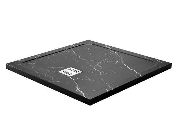 Душевой поддон WasserKraft Neime 19T03 90х90 чёрный мрамор из искусственного камня