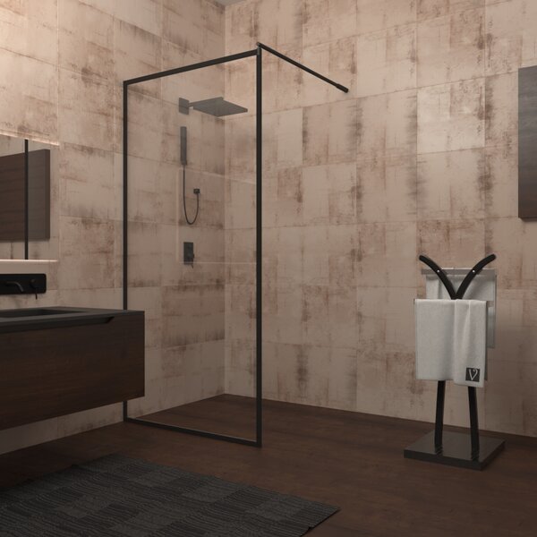 Душевая перегородка Veconi Korato KR-71, 900x1950, черный, стекло прозрачное