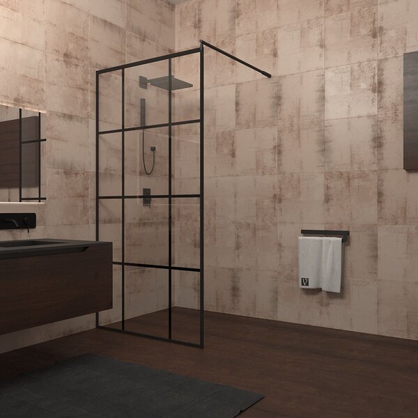 Душевая перегородка Veconi Korato KR-80, 1200x2000, черный, стекло прозрачное