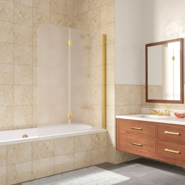 Шторка на ванну Vegas Glass E2V LUX 120 09 10 R профиль золото глянцевое стекло сатин