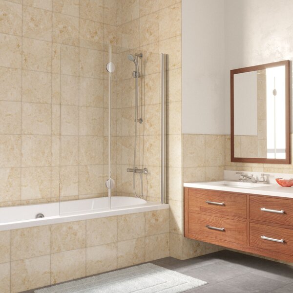 Шторка на ванну Vegas Glass E2V LUX 120 08 01 R профиль глянцевый хром стекло прозрачное