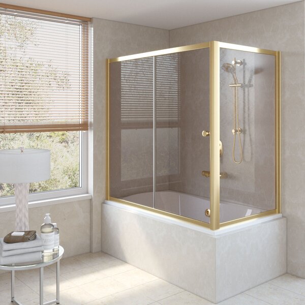 Шторка на ванну Vegas Glass ZV+ZVF TUR NOVO 150*80 09 05 профиль золото глянцевое стекло бронза