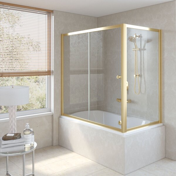 Шторка на ванну Vegas Glass ZV+ZVF TUR NOVO 150*80 09 01 профиль золото глянцевое стекло прозрачное