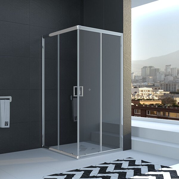 Душевой угол Veconi Rovigo RV-11, 900x900x1950, хром, стекло прозрачное