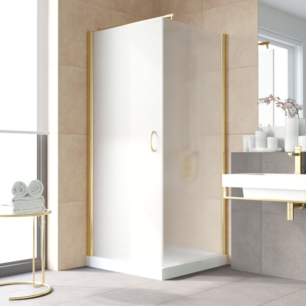 Душевой уголок Vegas Glass EP-Fis LUX 90 09 10 L профиль золото глянцевое стекло сатин