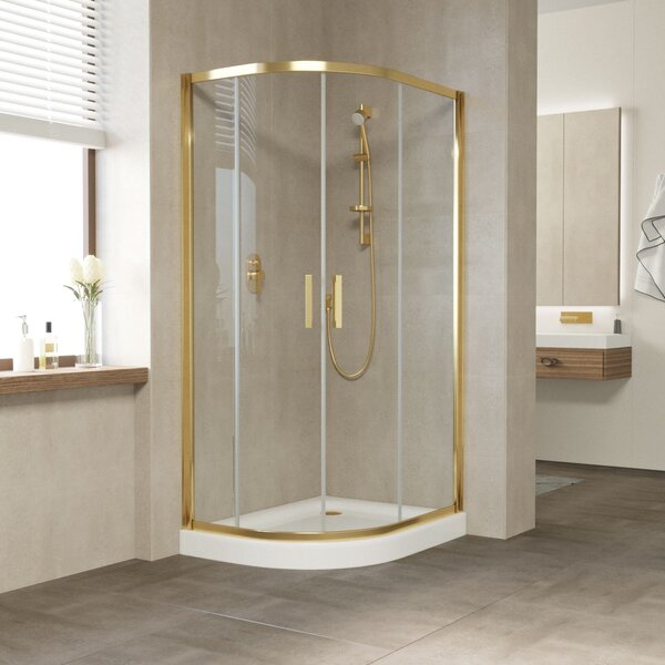 Душевой уголок Vegas Glass ZS-F TUR NOVO 120*100 09 01 профиль золото глянцевое стекло прозрачное