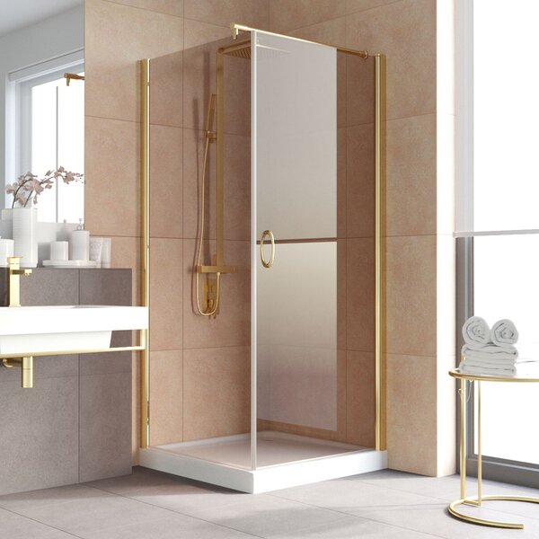 Душевой уголок Vegas Glass EP-Fis LUX 90*120 09 05 R профиль золото глянцевое стекло бронза