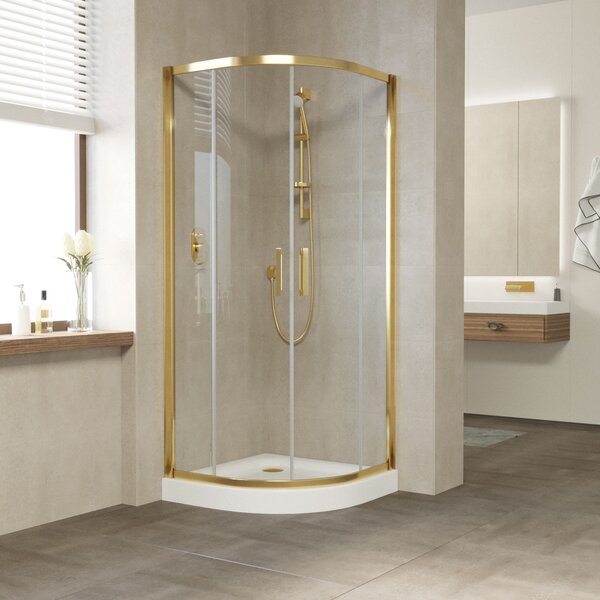 Душевой уголок Vegas Glass ZS TUR NOVO h1900 80 09 01 профиль золото глянцевое стекло прозрачное