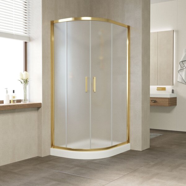 Душевой уголок Vegas Glass ZS-F TUR NOVO 110*100 09 10 профиль золото глянцевое стекло сатин