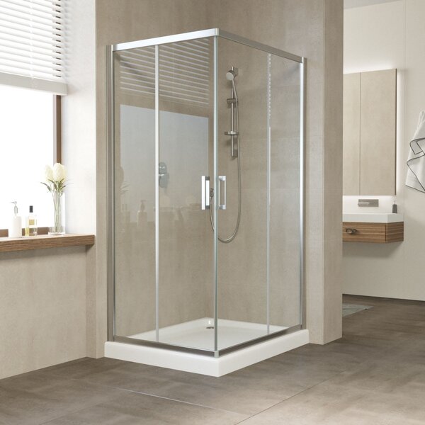 Душевой уголок Vegas Glass ZA-F TUR NOVO 90*80 08 01 профиль глянцевый хром стекло прозрачное
