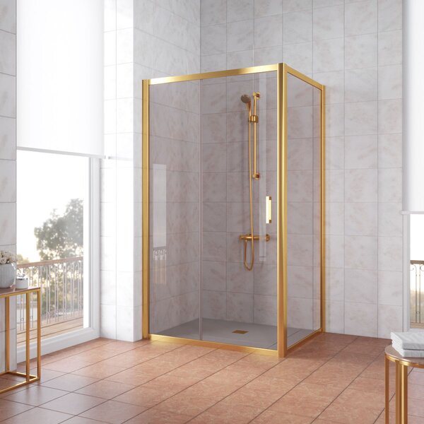 Душевой уголок Vegas Glass ZP+ZPV TUR NOVO 120*70 09 05 профиль золото глянцевое стекло бронза