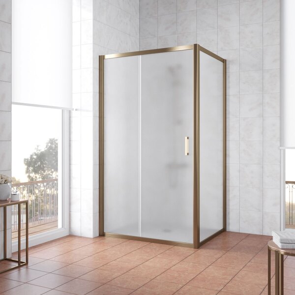 Душевой уголок Vegas Glass ZP+ZPV TUR NOVO 145*80 05 10 профиль бронза стекло сатин