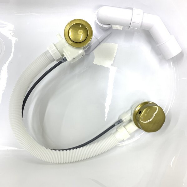 Сифон, слив перелив для ванны бронза. Обвязка для ванны полуавтомат с гидрозатвором Sanway DR-004 Bronze